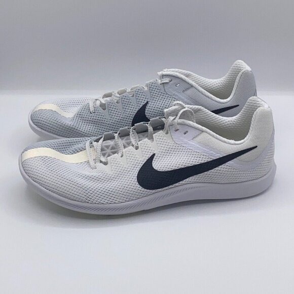 Nike Zoom Rival Shoes Mens White Silver Black Track DC8725-100 Size 12 W/SPIKES